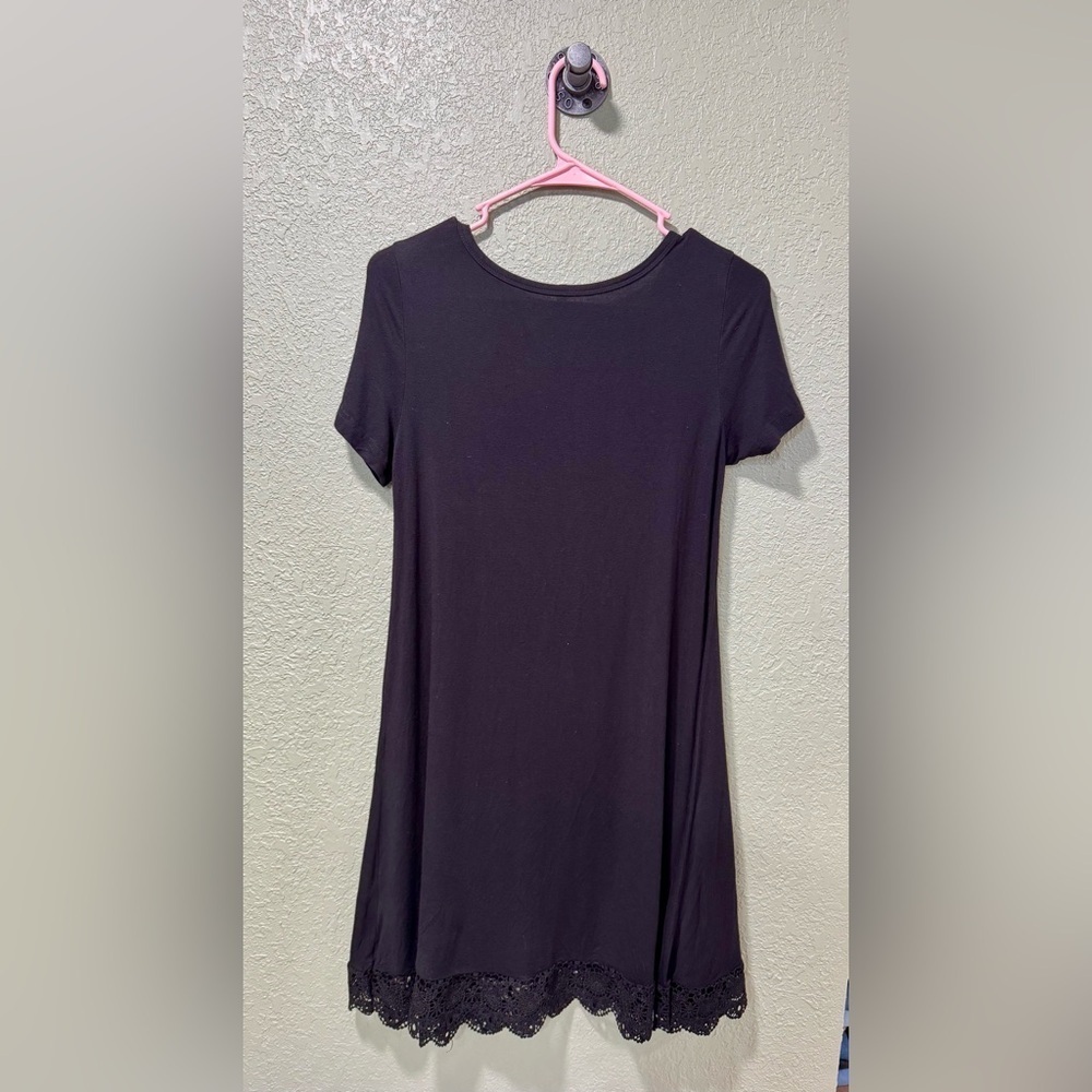 Popyoung Black Lace Trim Mini Dress - Picture 3 of 3